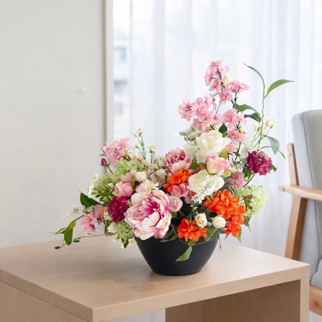 光触媒フラワー「春霞の調べ」桜と牡丹のモダンアレンジメント 母の日