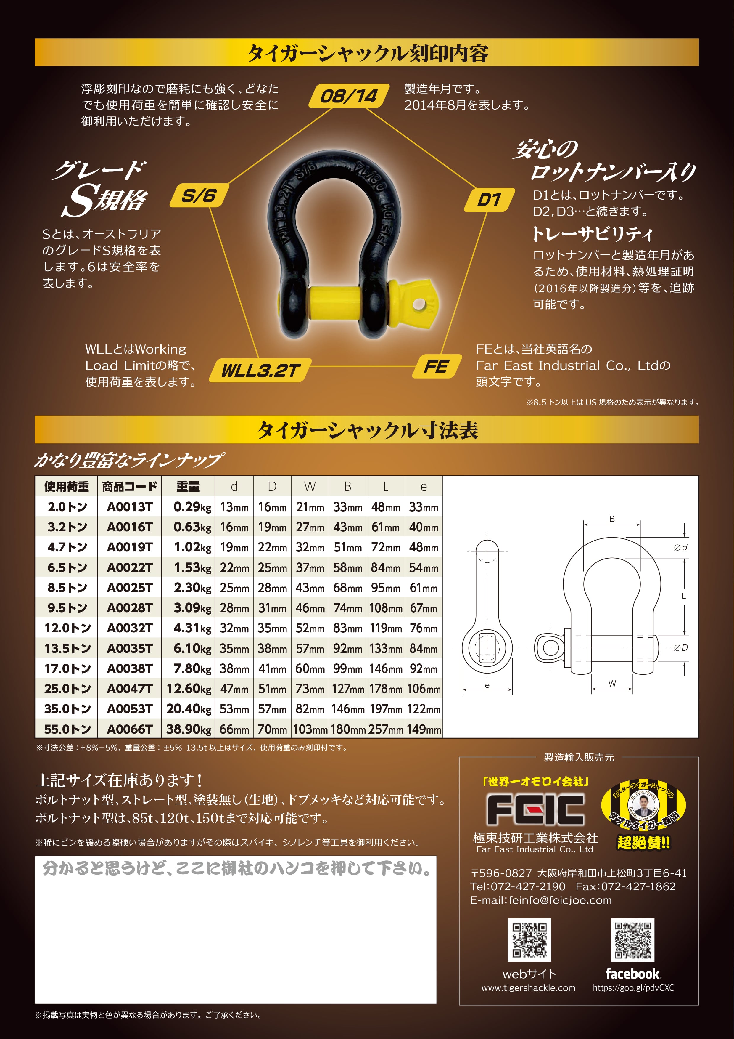 3.2t タイガーシャックル 16mm 極東技研工業㈱