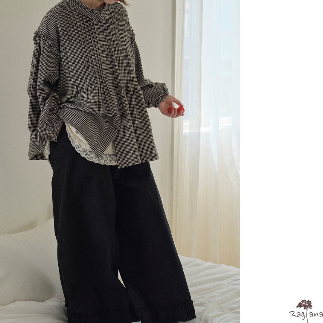 ギンガムチェック柄 フリルブラウス M 250399 | Raglana