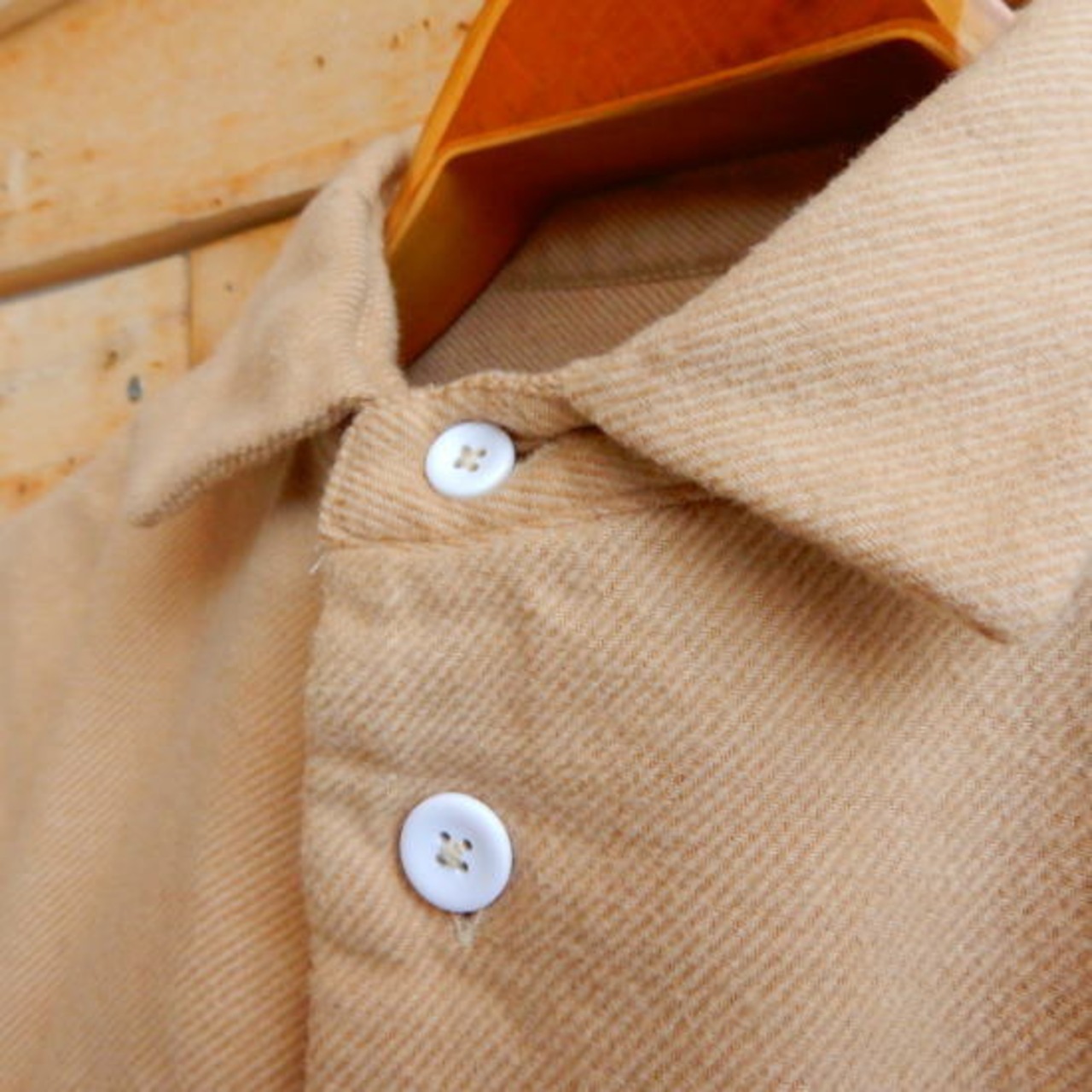 LOLO(ロロ)　起毛シャンブレー　ステッチ無しシャツ　キャメル　LS-351【送料無料】【SALE】