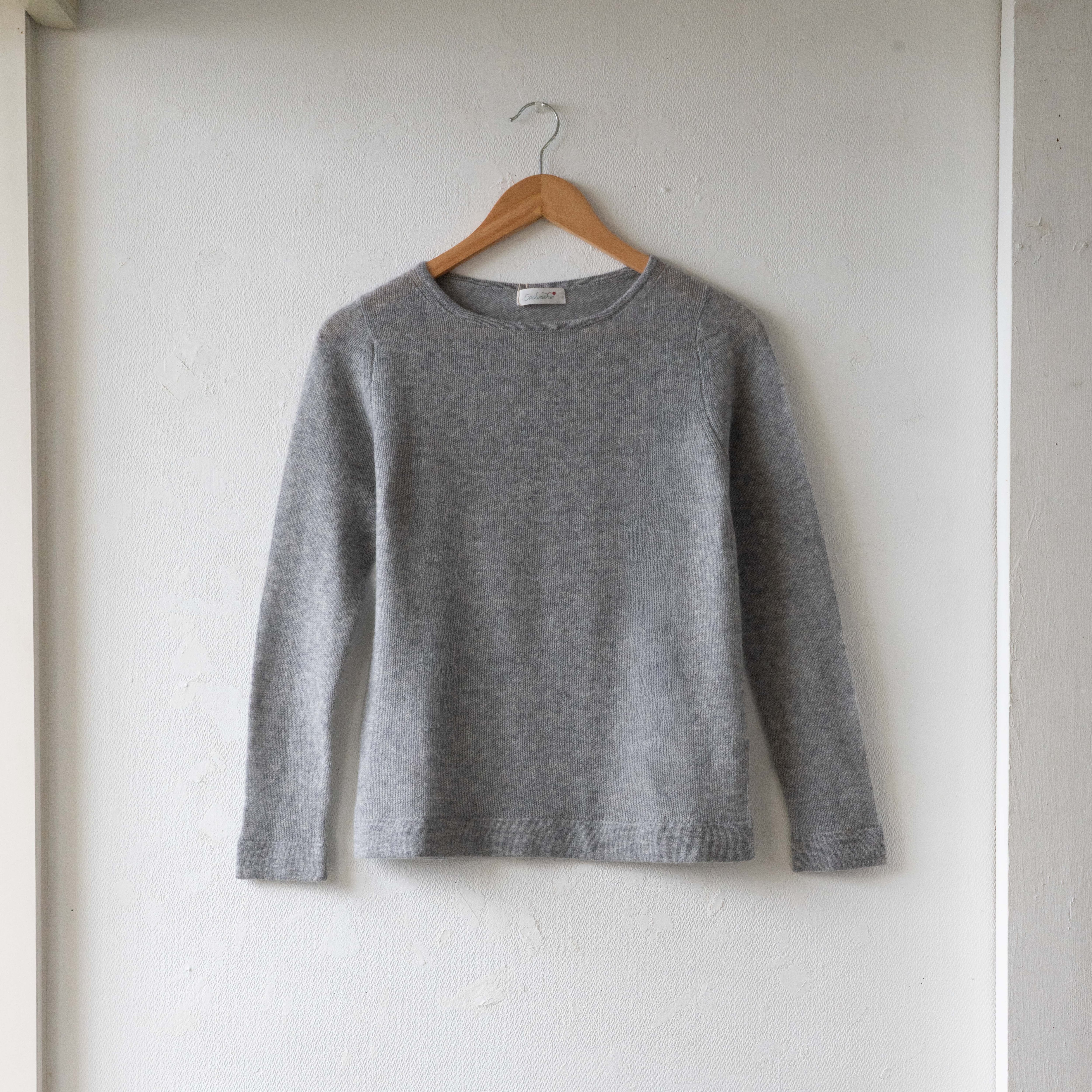ガーゼ編みボートネックセーター Sサイズ (グレー)