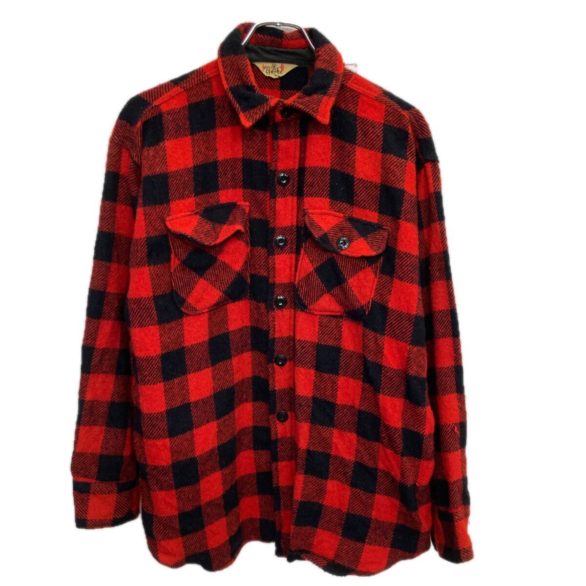 60s vintage USA 開襟ウールチェックシャツ ボックス 60s 50s ⁄vintage