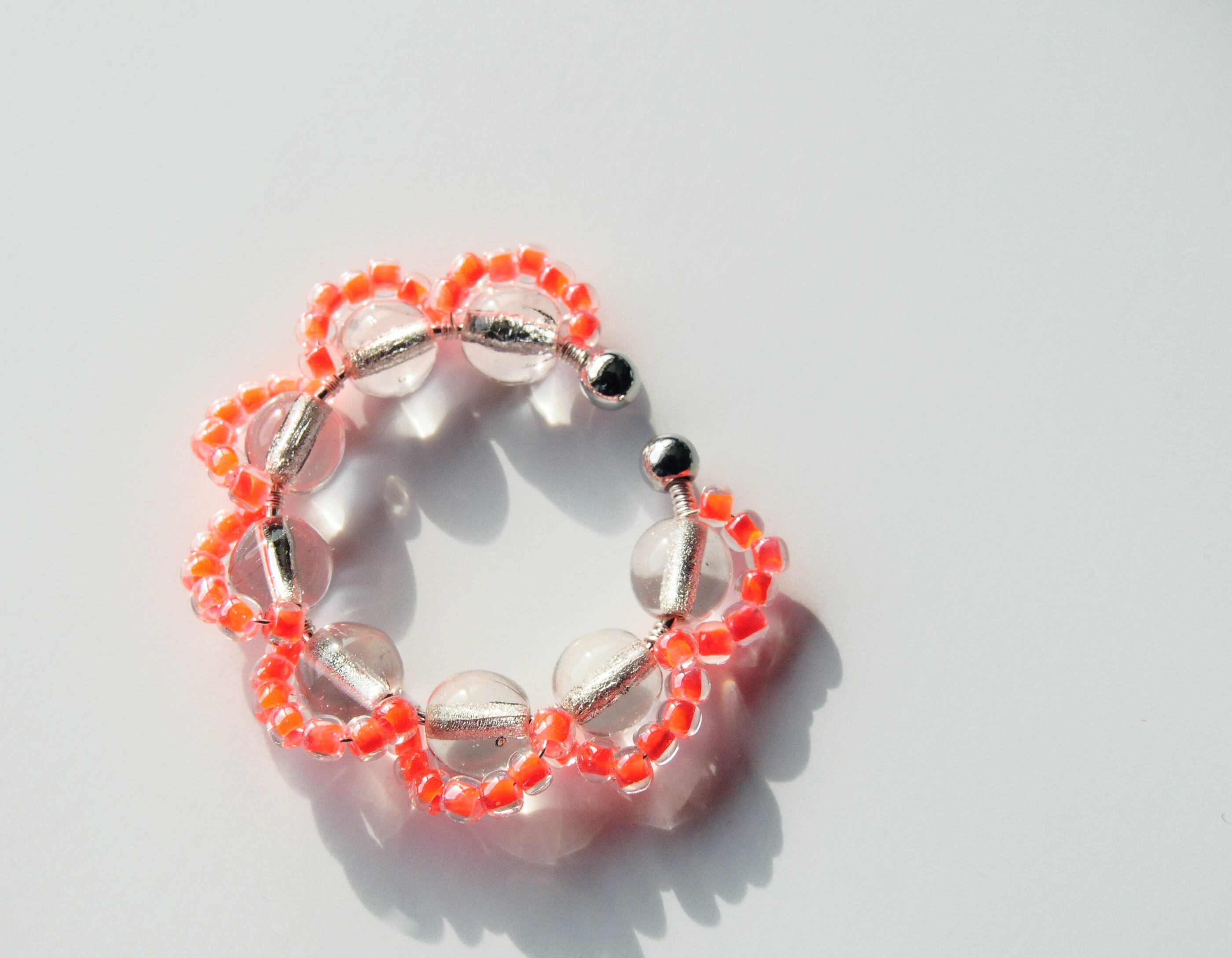 ＜Rollo～イロヅクビジュー～＞イヤーカフ『 Silver Line × Neon Orange 』