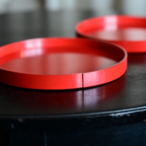 【50716】輪島塗 赤の丸盆 /  Wajima Nuri Red Tray Round/