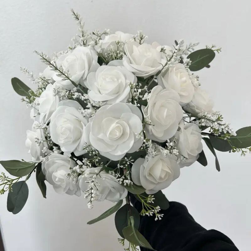 造花 薔薇 バラ ホワイト 白 25本セット おしゃれ かわいい インテリア