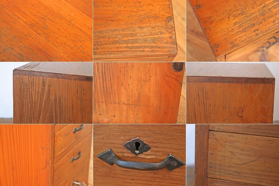 レトロ 卓上 大きめ 小引き出し 抽斗 5杯 収納 小物入れ レターケース