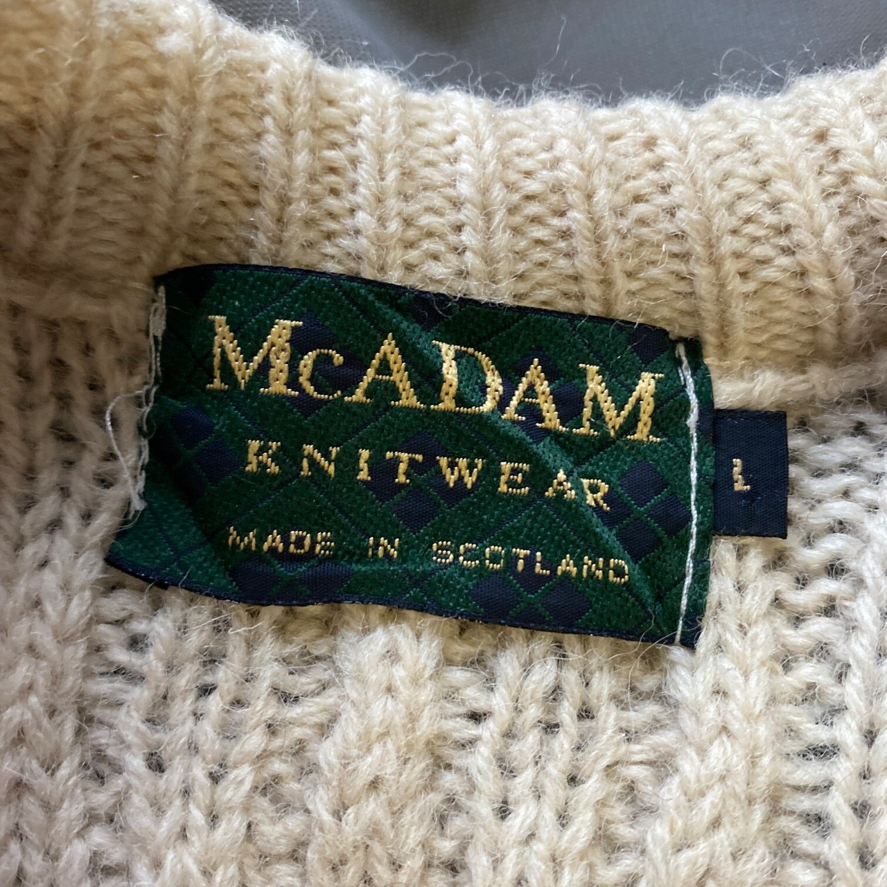スコットランド製 McADAM フィッシャーマン ウールニットセーター 
