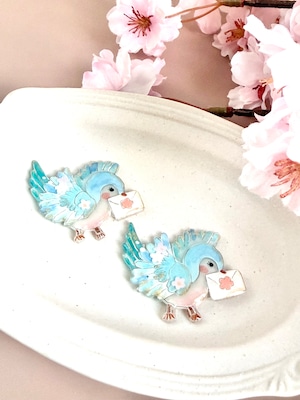 ブローチ『さくらポストのコトリさん』ストーリーカード付き