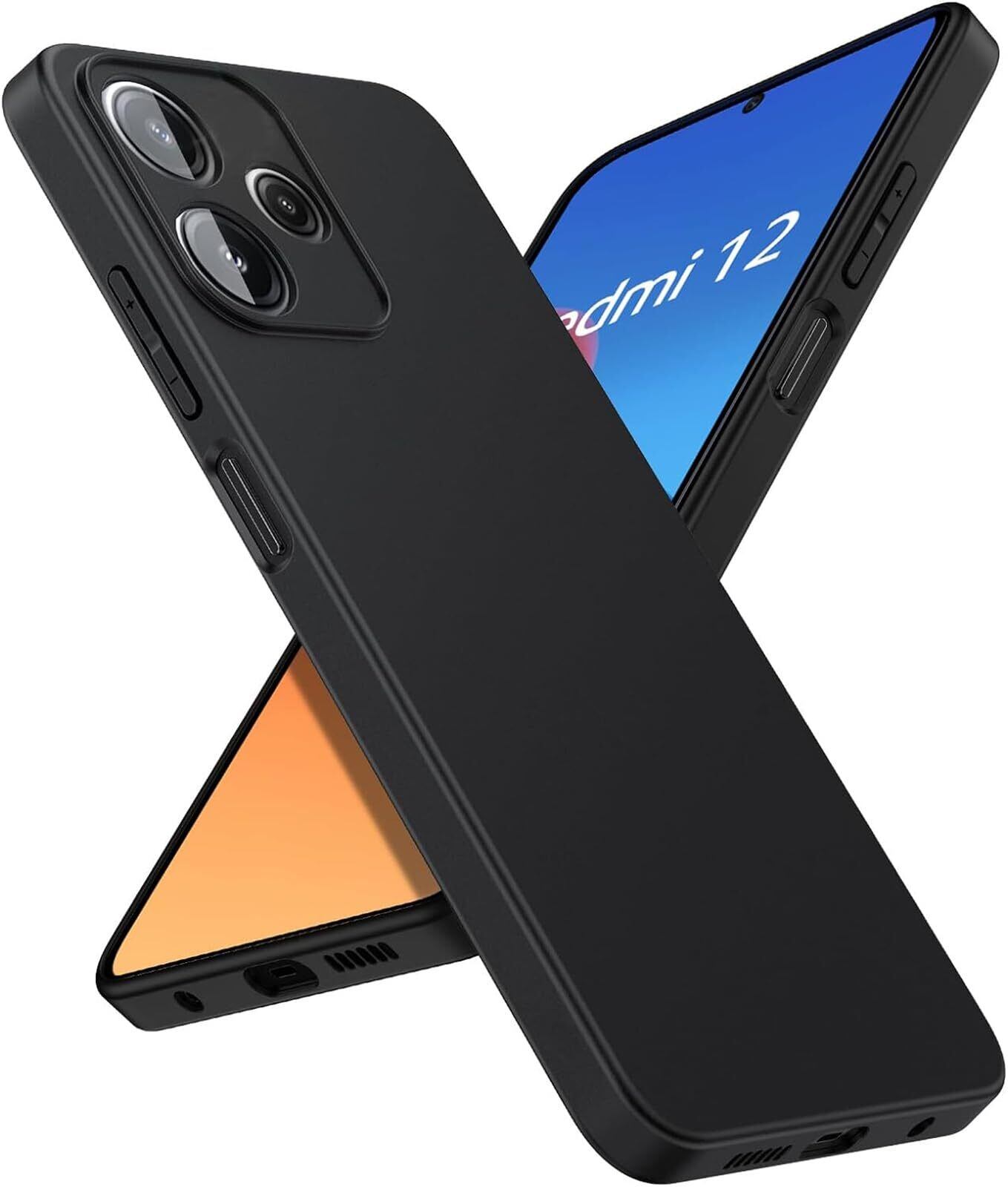Xiaomi Redmi 12 5G 本体 + ケース + ガイド LAYJOY 対応 Xiaomi Redmi 12 5G ケース ソフト シリコン 黒 TPU 薄型