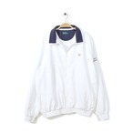 フレッドペリー ナイロンジャケット 白紺 ウインドブレーカー FRED PERRY サイズS 古着 @DZ0388