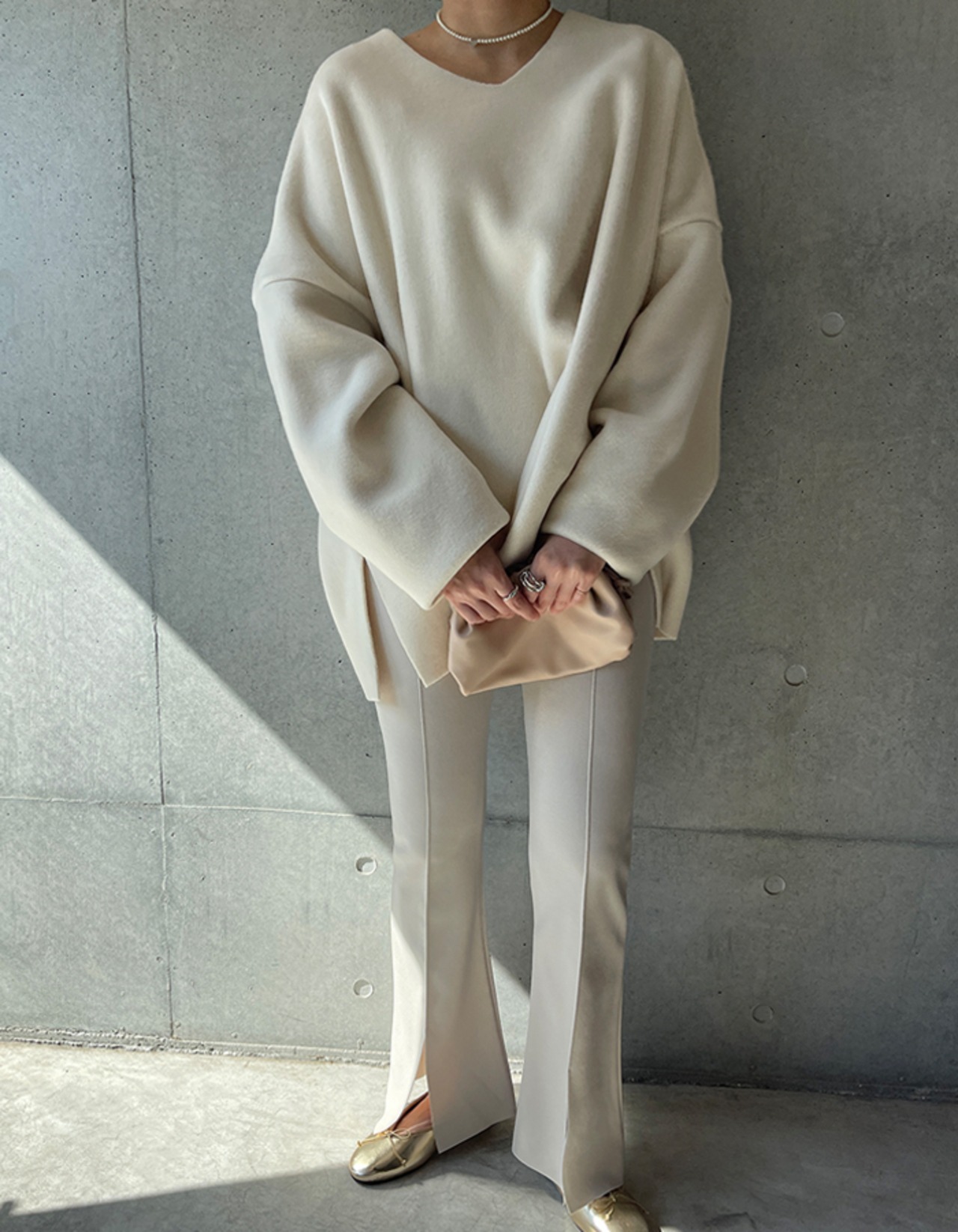 【24aw・再販】 Stretch Slit Boot-cut Pants _2colors