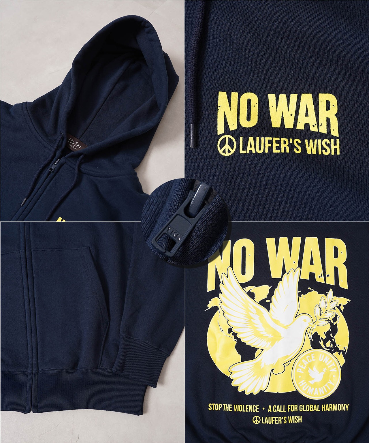 ◆NO WAR ZIP HOODIE◆lf-26601