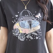 TRUBE キラキラバッグ＆ローズTシャツ【M~L】ブラック