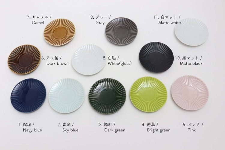 波佐見焼 一龍陶苑 平皿21cm 7寸皿 しのぎ Hasami-yaki Plate 21cm