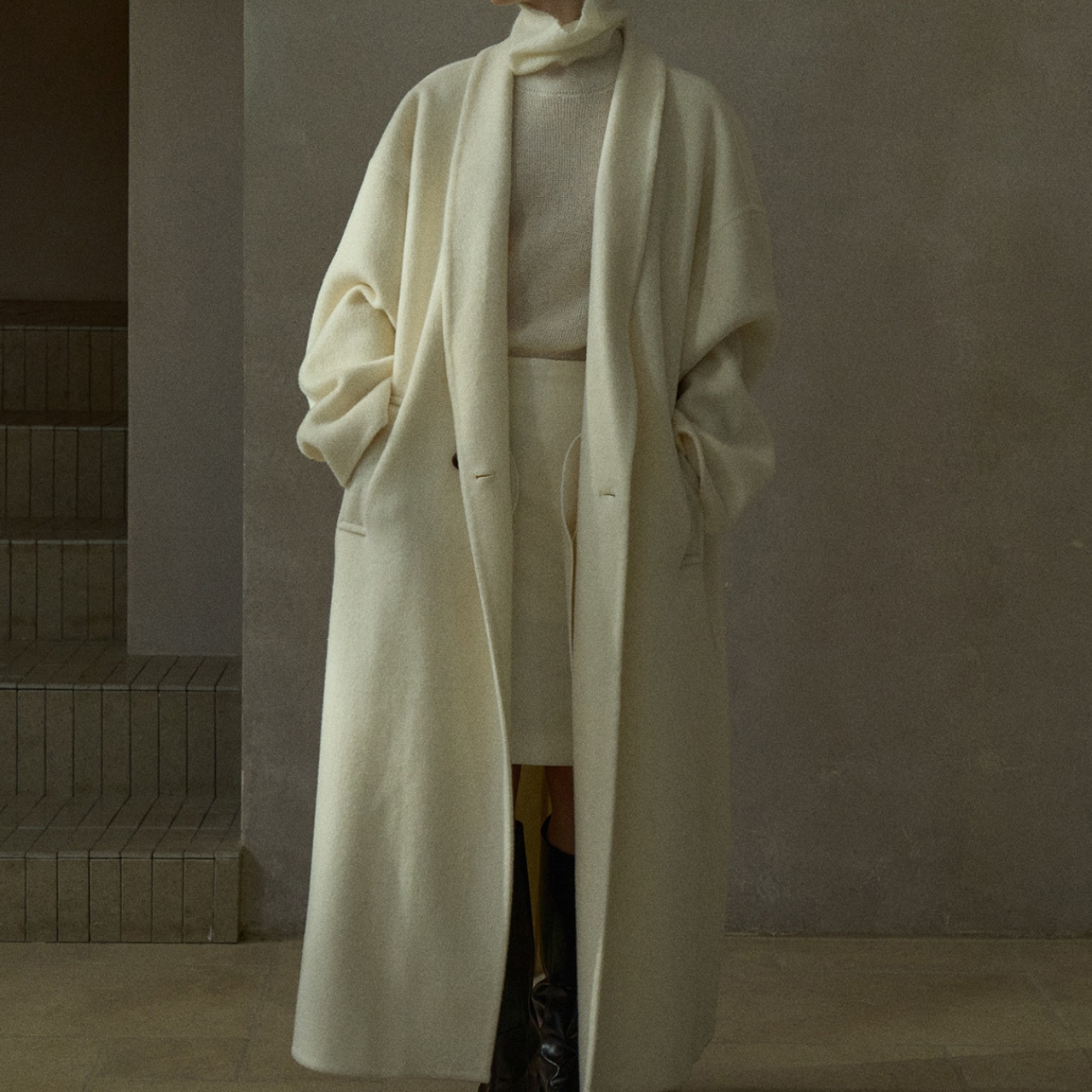 Long Wool Blend Coat T3771