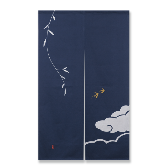 輝き　のれん　燕　BT（藍鉄）90㎝×150㎝