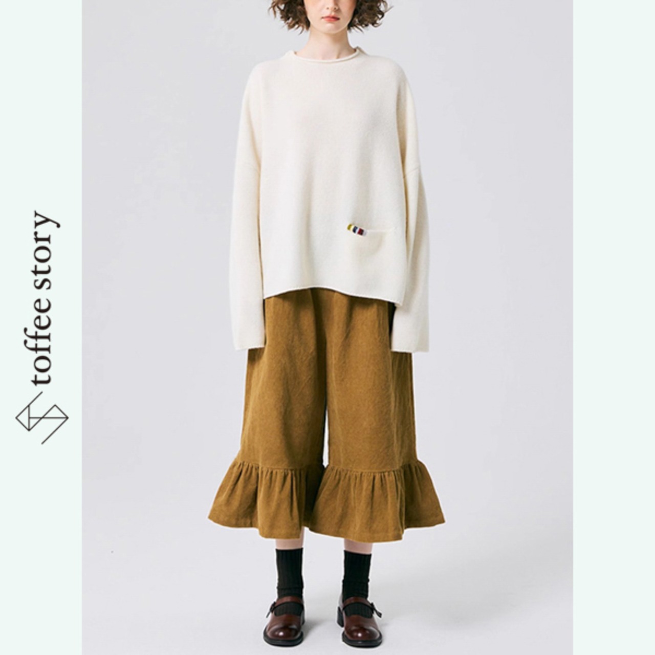 【2color】彩り刺繍とバットスリーブの優しいセーター 《P0265》