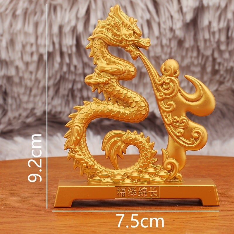 ドラゴン 龍 神龍 像 オブジェ 卓上置物 金 ゴールド 黄金 風水 仏像