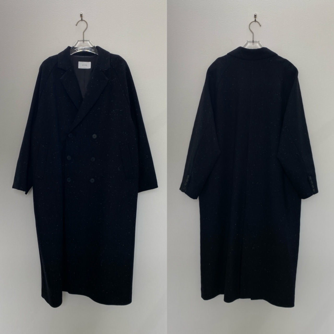 【受注予約:11月上旬入荷予定】Color nep mixed tweed long CO/black