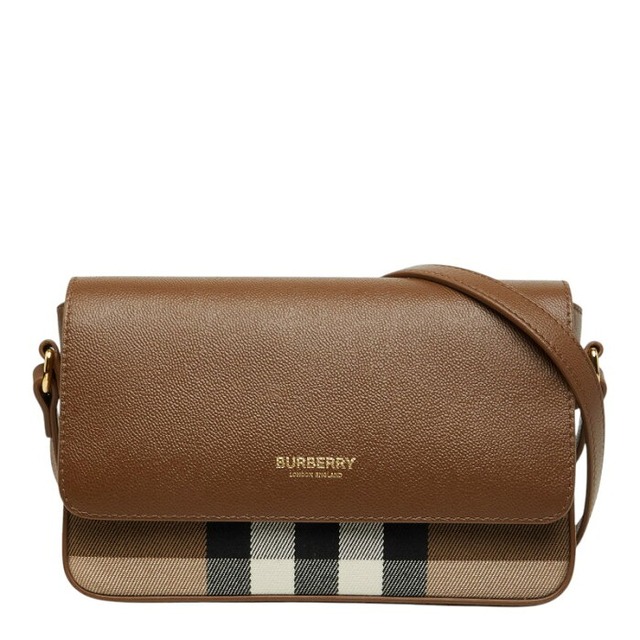 バーバリー ノバチェック 斜め掛け ショルダーバッグ ブラウン マルチカラー レザー キャンバス レディース BURBERRY 【中古】