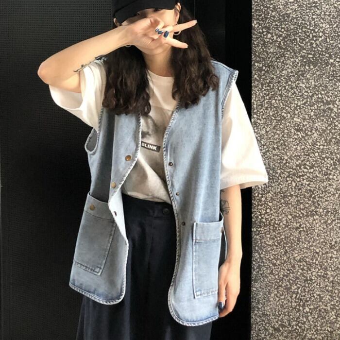 春と秋のチョッキの女性は野生の大学スタイルのネット赤いデニムベスト夏のツーリングレディースジャケットノースリーブ女性の夏 1号婦人23185282400