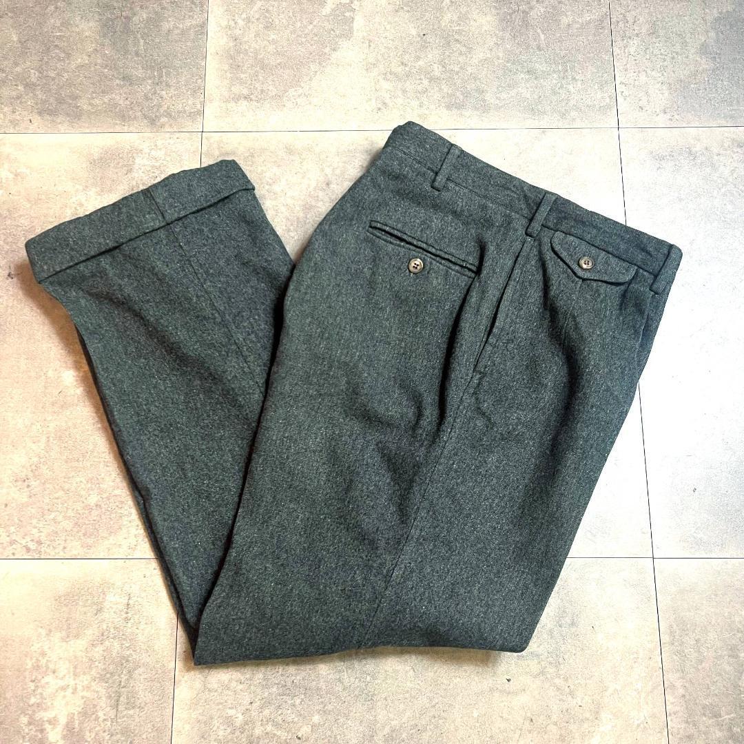 70's POLO Ralph Lauren 2-Pleated Wool Trousers In Grey 32×30 / 70s