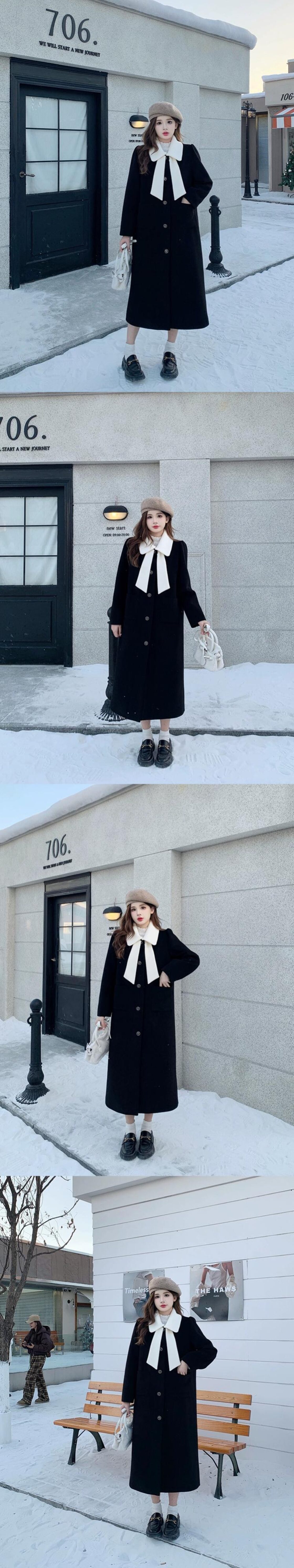 黒のウールのコートの女性の冬のスタイルのキルティング肥厚ハイエンド 