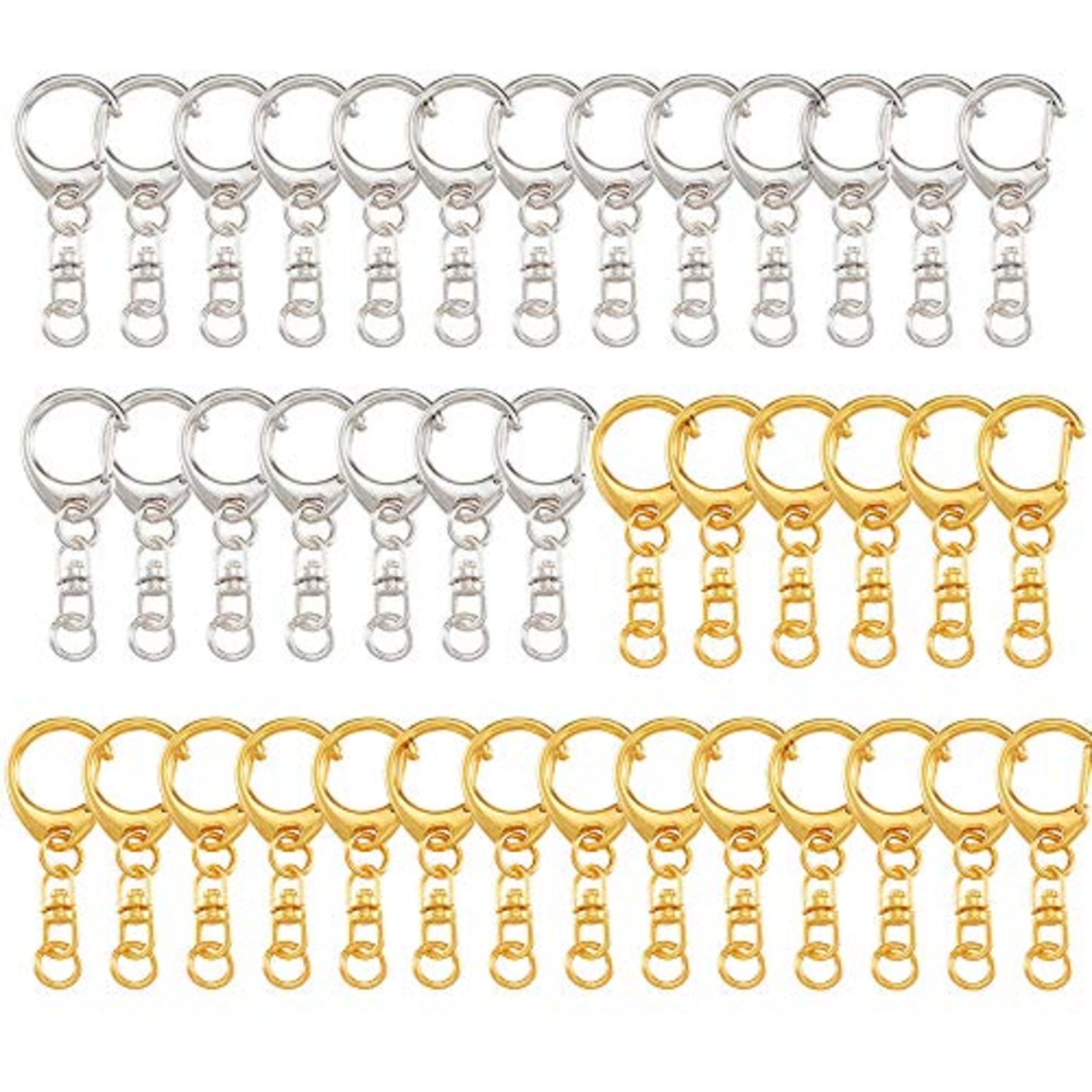 キーホルダー金具 40個入り回転カン付き ハンドメイド キーリング アクセサリー DIY 手芸用品 パーツ ゴールドシルバー