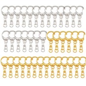 キーホルダー金具 40個入り回転カン付き ハンドメイド キーリング アクセサリー DIY 手芸用品 パーツ ゴールドシルバー