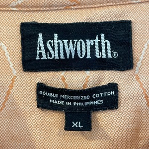 【Ashwosth】XL ビッグサイズ ポロシャツ 柄物 総柄 刺繍ロゴ US古着 アメリカ古着