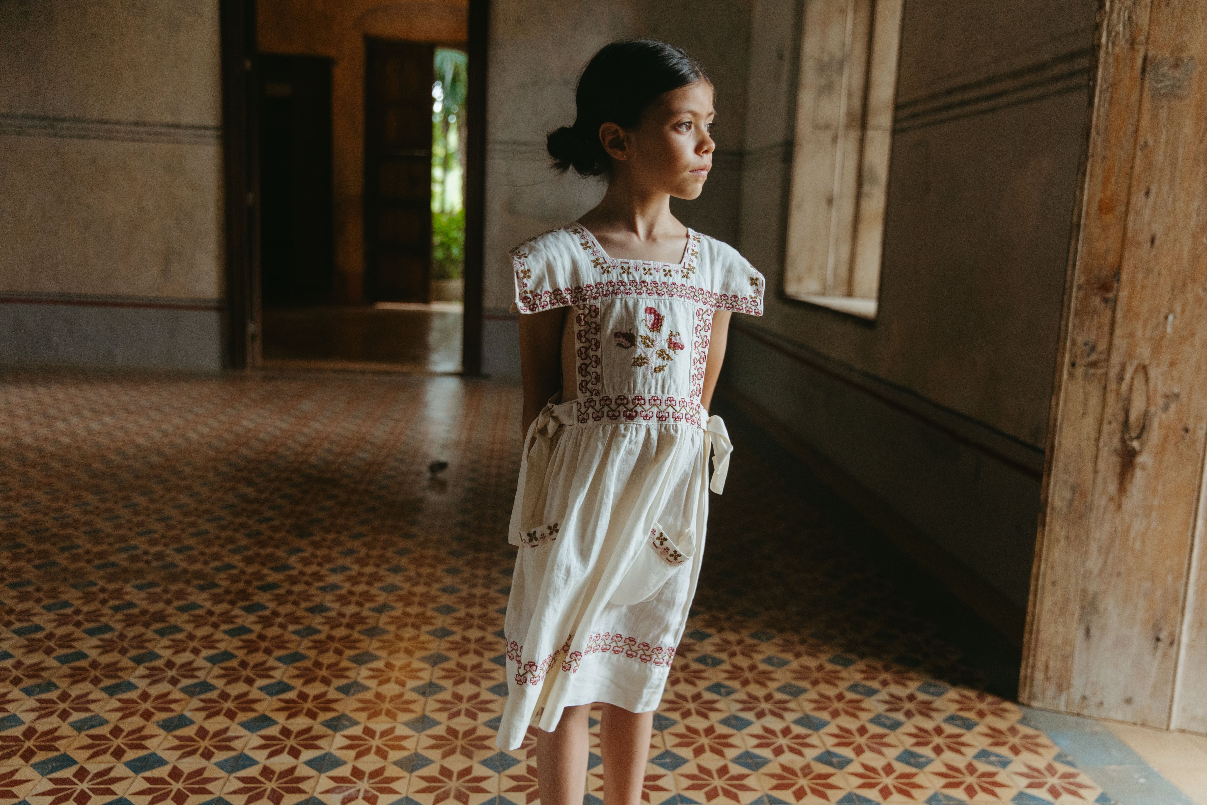 LALi Polly Pinafore Dress in Antique White | RESONASON