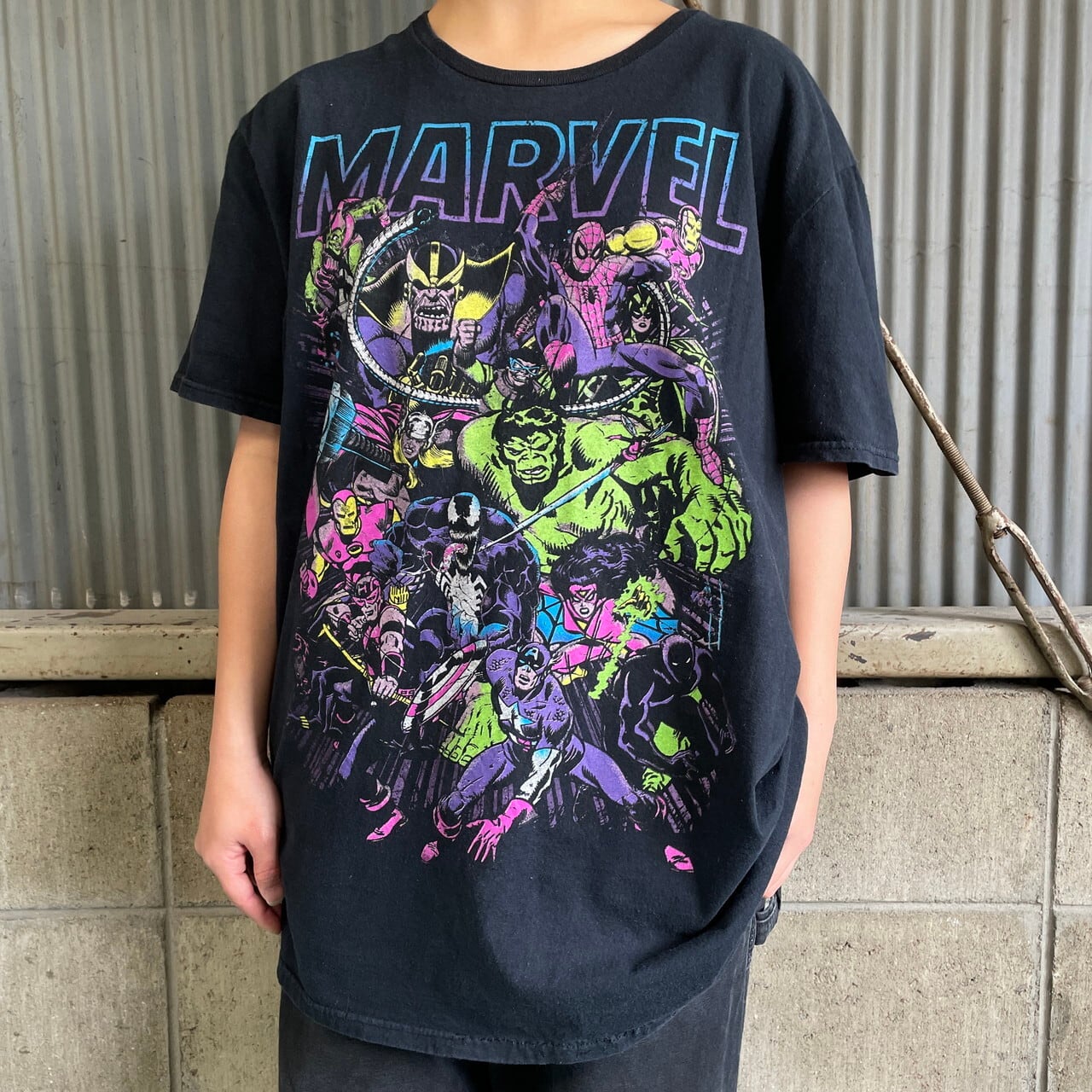 マーベル プリント キャラクター アニメメンズ ブラック 2XL  Tシャツ