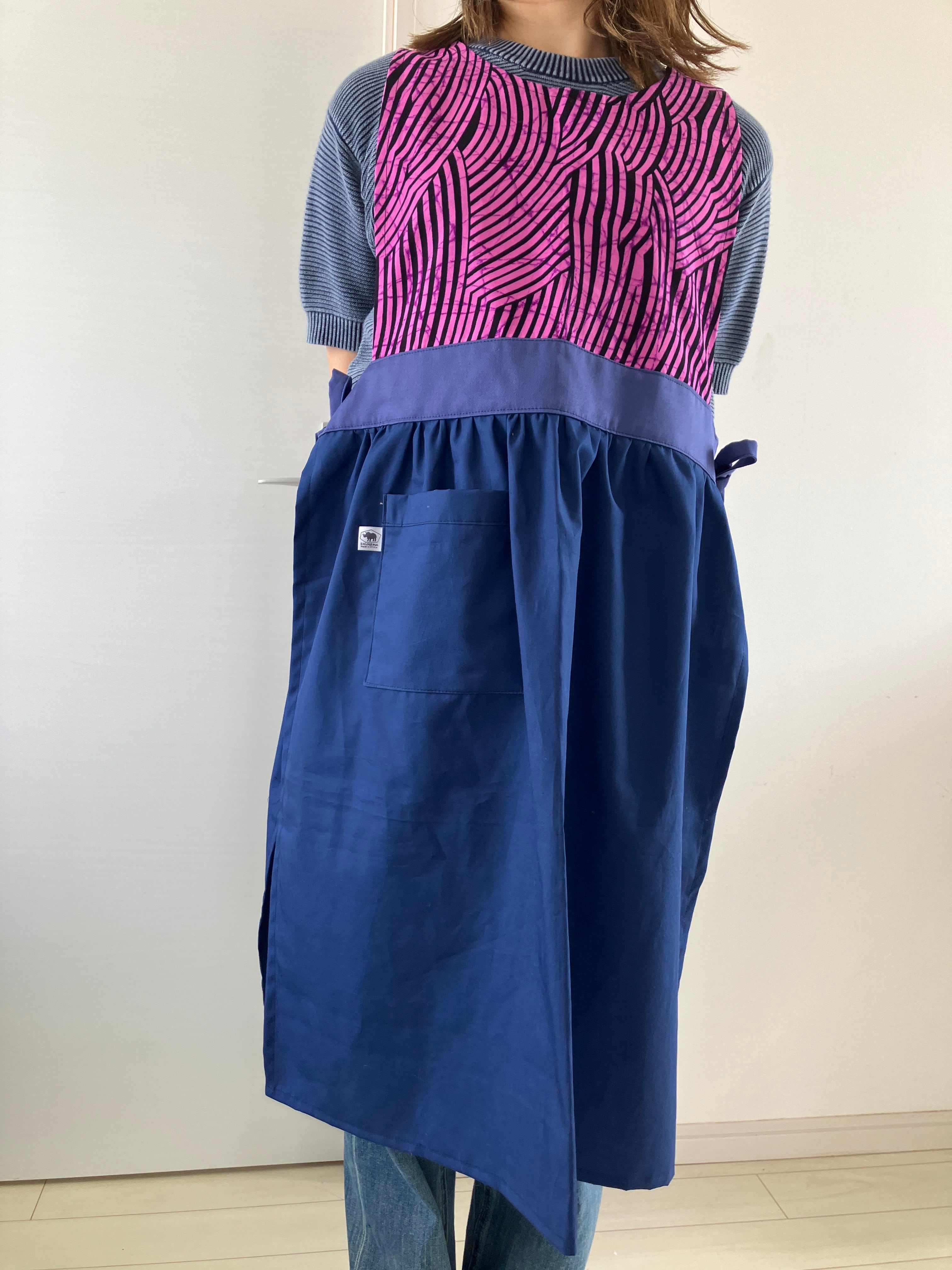SIKUNJEMA new エプロン=pink✖︎blue line