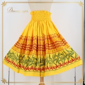 フラダンス 衣装 パウスカート イエロー系 ハワイアンプリント アロハ グランジ加工 シングル スカート レッスン 練習 かわいい 華やか 鮮やか ふんわり おしゃれ レッド系 グリーン系 オレンジ系 黄 赤 緑 橙 フラ ダンス イエロー 赤系 グリーン オシャレ フラダンス用 軽い 練習用 ふんわりスカート アロハ柄 エレガント 美しい