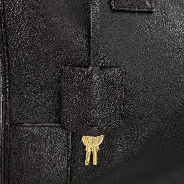 LOEWE ロエベ アマソナ36 ハンドバッグ ダークブラウン アナグラム レザー ボストンバッグ vintage ヴィンテージ オールド ihmrwb