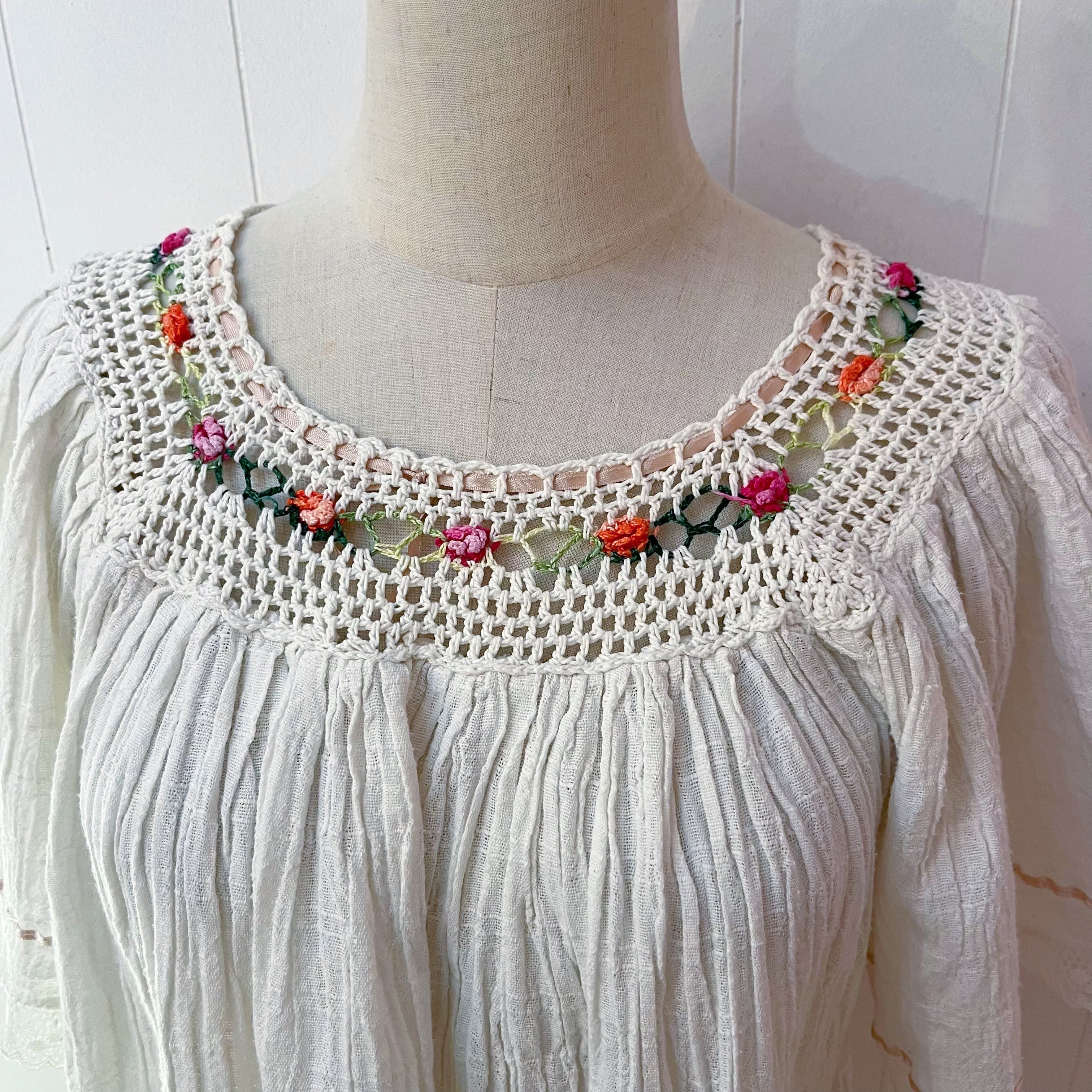 crochet ribbon bohemian blouse