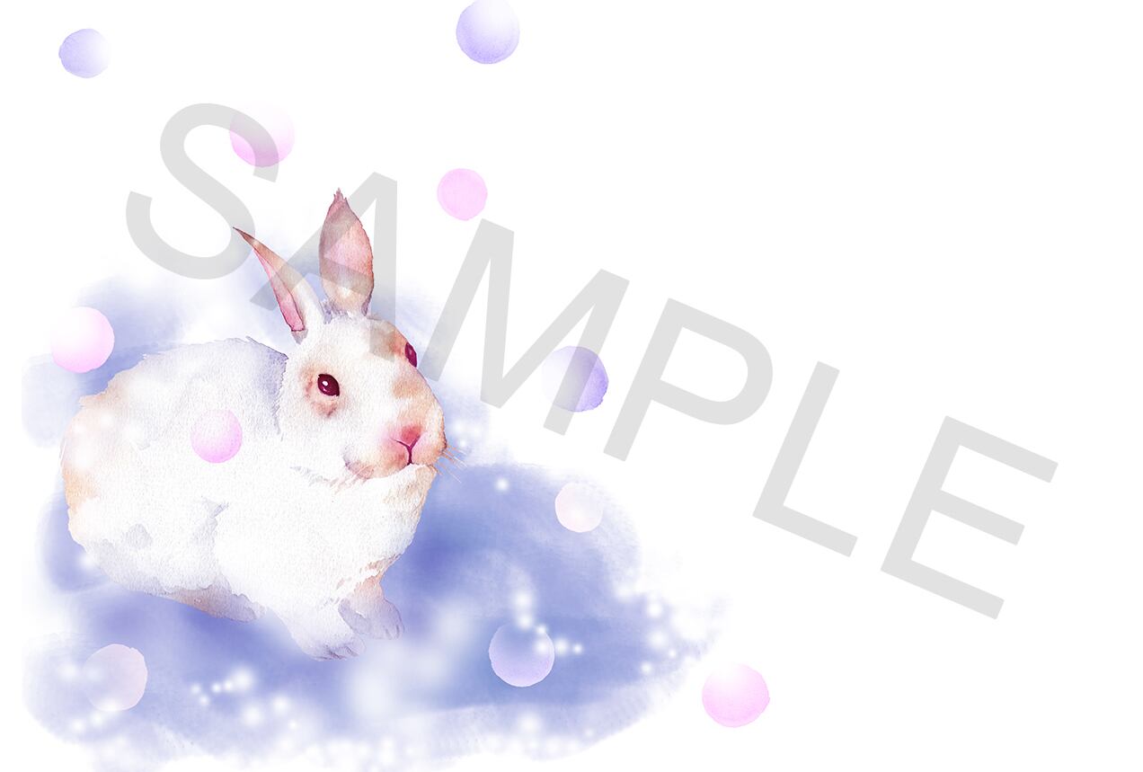 花畑のウサギの水彩画 | イラスト素材屋
