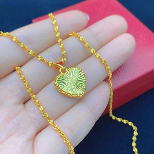 ベトナム沙金両面糸底愛ペンダントシミュレーション金メッキファッション