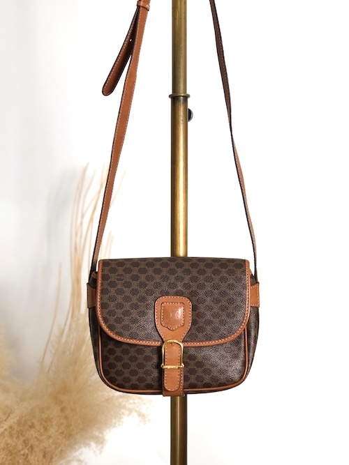 CELINE セリーヌ マカダム ショルダーバッグ ブラウン ブラゾン型押し PVC vintage ヴィンテージ オールド uuvwb7