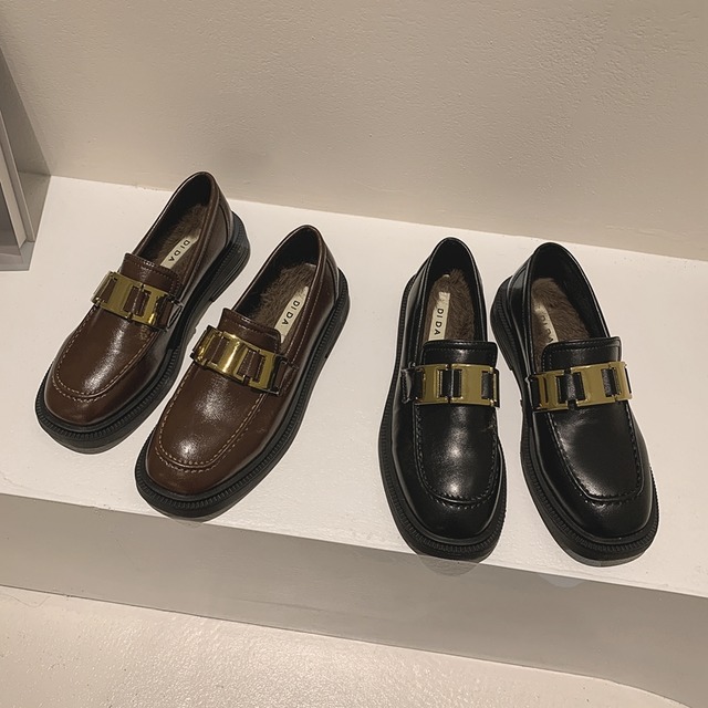 スプリングスタイルベルベットシングルブラウンスタンダードスカート レザー 靴 シューズ レトロ 春物 フェイクシューズ25433159659