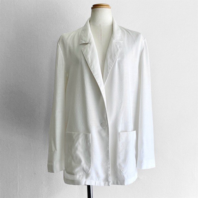 made in USA White Rayon Tailored Jacket