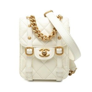 シャネル ココマーク マトラッセ チェーンショルダーバッグ ハンドバッグ 2WAY AS2695 ホワイト カーフ レディース CHANEL 【中古】