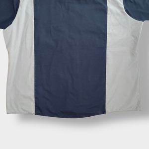 【Dickies】ワークシャツ 企業系 企業ロゴ ワンポイント ワッペン 4X ビッグシルエット 切替 ディッキーズ us古着