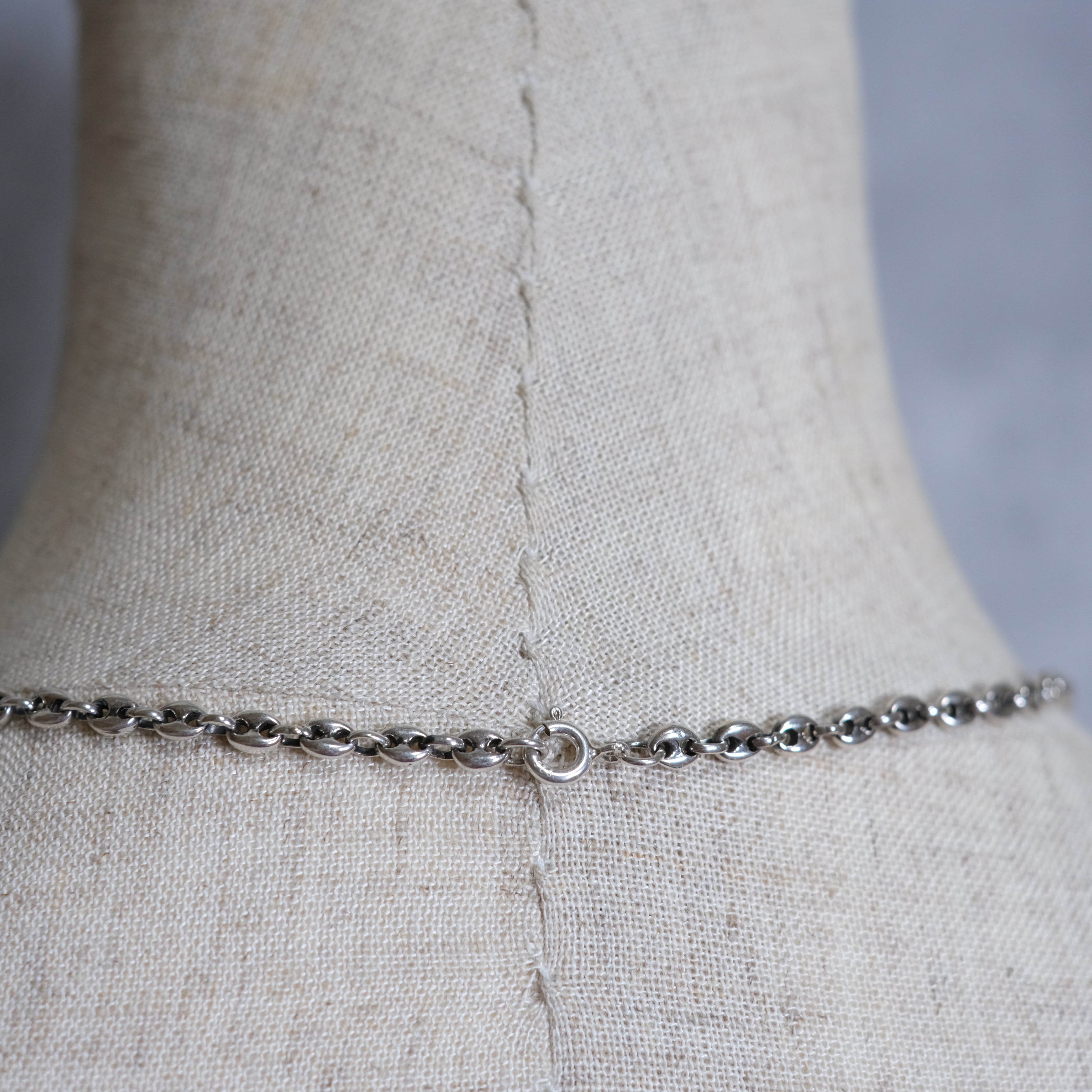 シルバー925 Silver いぶし豚鼻チェーンネックレス/軽研磨仕上げ/45cm