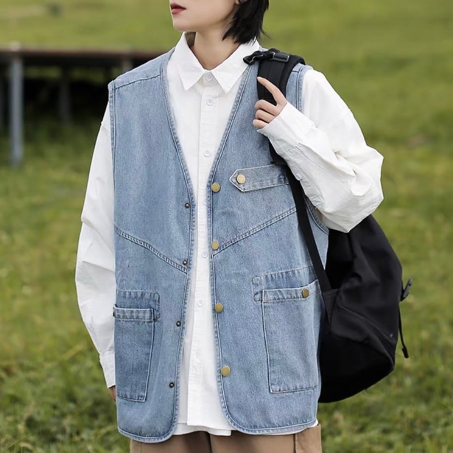 Denim vest -2col- A0062