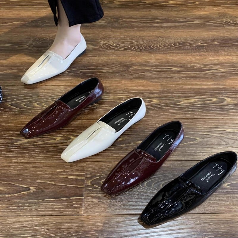 PRADA シルバー/オレンジ フラットシューズ PRADA シルバー/オレンジ