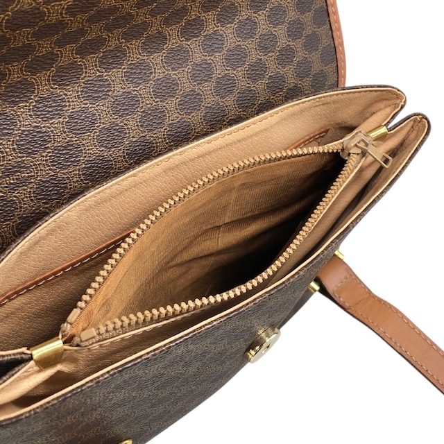 CELINE セリーヌ マカダム ハンドバッグ ブラウン PVCレザー vintage ヴィンテージ オールド 5fmrk2