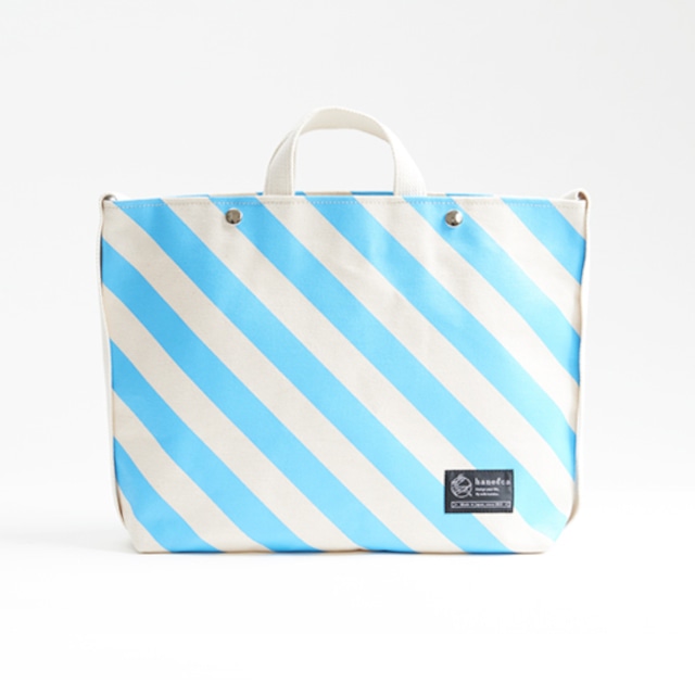 shoulder tote bag／sky × stripe　ショルダートート/ 空 x 縞