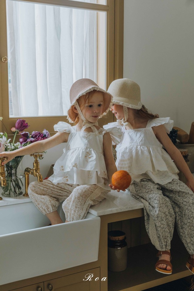 ラスト1 brown flowerM【即納】<Roa>  Lily blouse