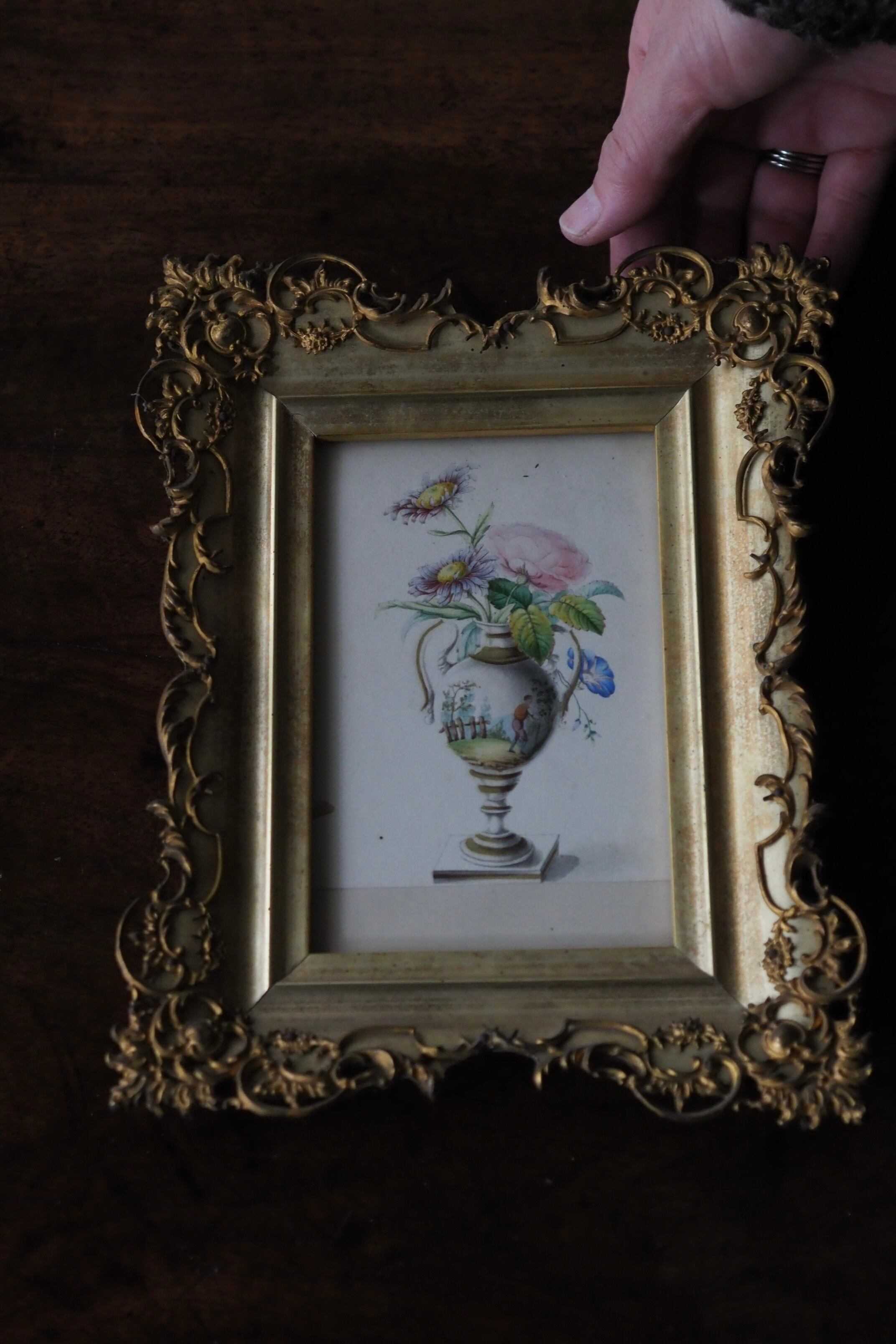 壺と花 オルモル装飾額 No.2-antique gilt bronze frame